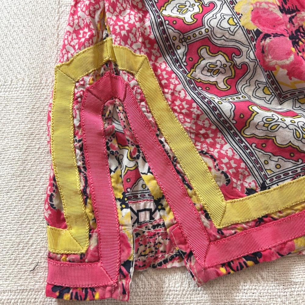 Charter Club Women's L Pink Yellow Beaded Paisley Rayon Tunic Top Boho Festival - Picture 8 of 10